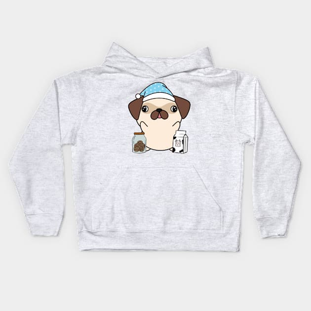 Funny Pug is having a midnight snack Kids Hoodie by Pet Station